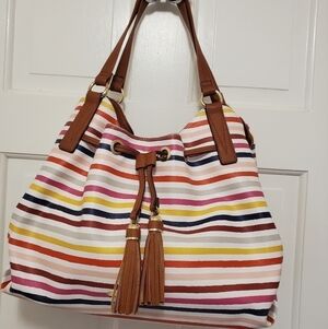 Liz Claiborne Large Striped Handbag, colorful, preppy
